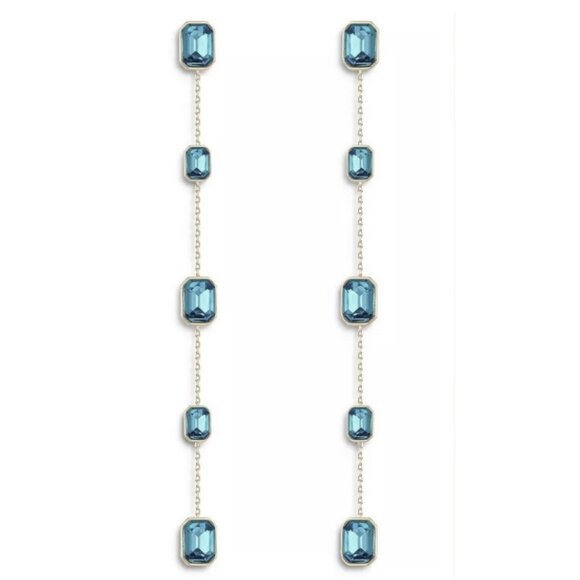 ettika Jewelry - Ettika Earrings Sapphire Blue Crystal Dangle 18K Gold Plated 4.25"